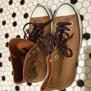 Leather high top converse